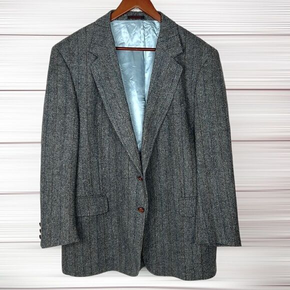 Boston Traders Men's Gray Wool Tweed Single Breasted Lined Sports Coat Blazer - Picture 9 of 15